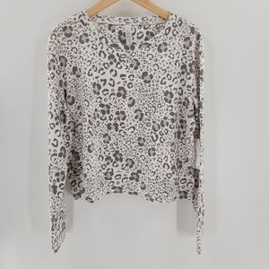 Balance Collection Dylan Micro Chip Leopard Longsleeve Sweatshirt Womens XLarge